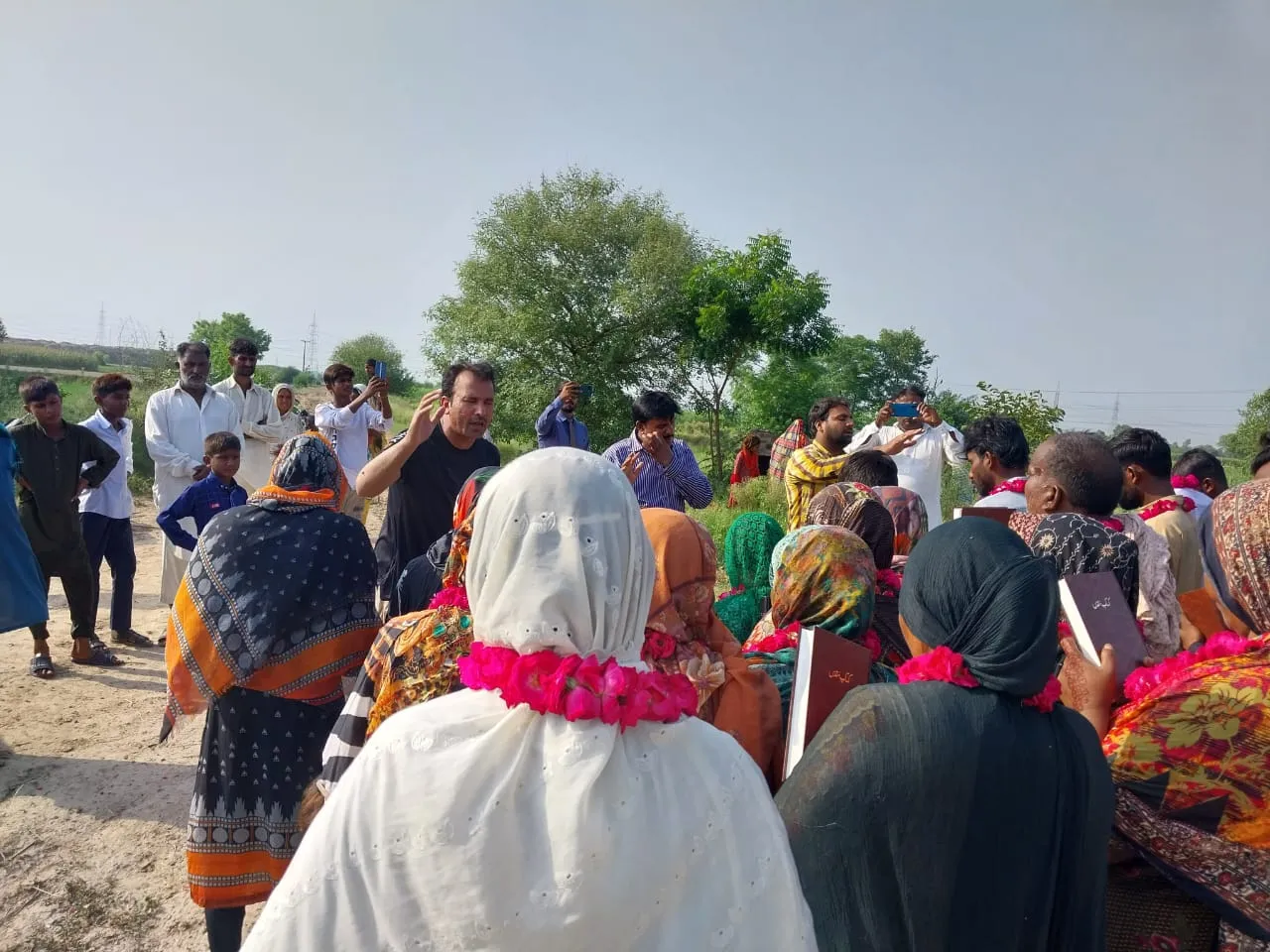 Community gathered for baptism