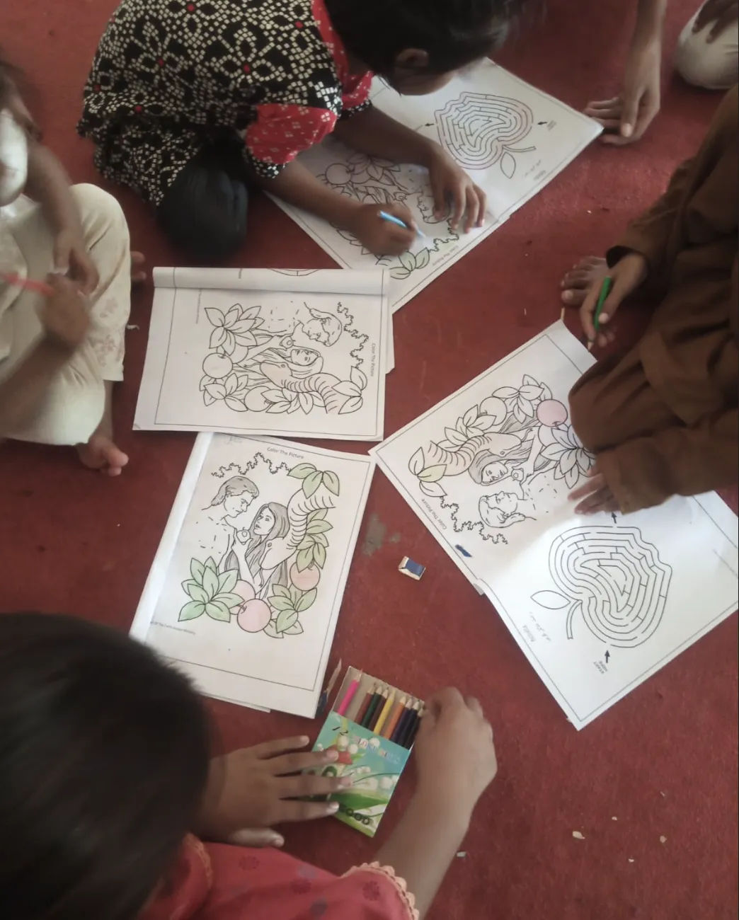 Children drawing Bible scenes